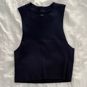 Aerie Navy Blue Ribbed Crop Top